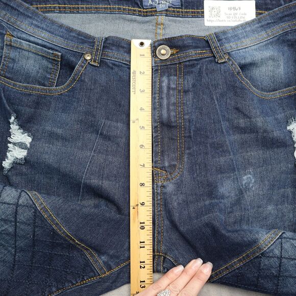 XS Premium Denim Pants Mens 36 Blue Mid Rise Straight Leg Distressed Jeans - Picture 4 of 16